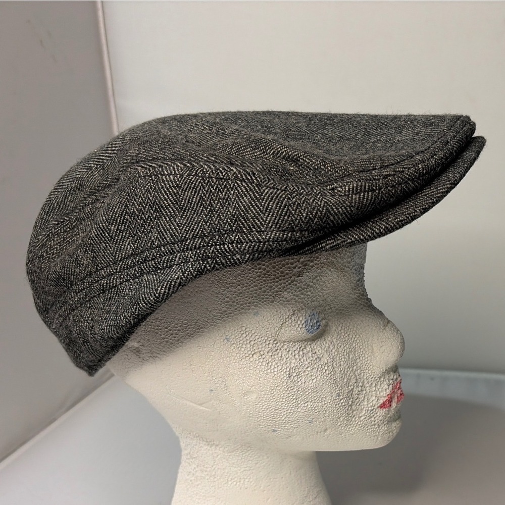 Faded Glory Mens Herringbone Ivy Cap Charcoal Grey Flat Driver Hat SM